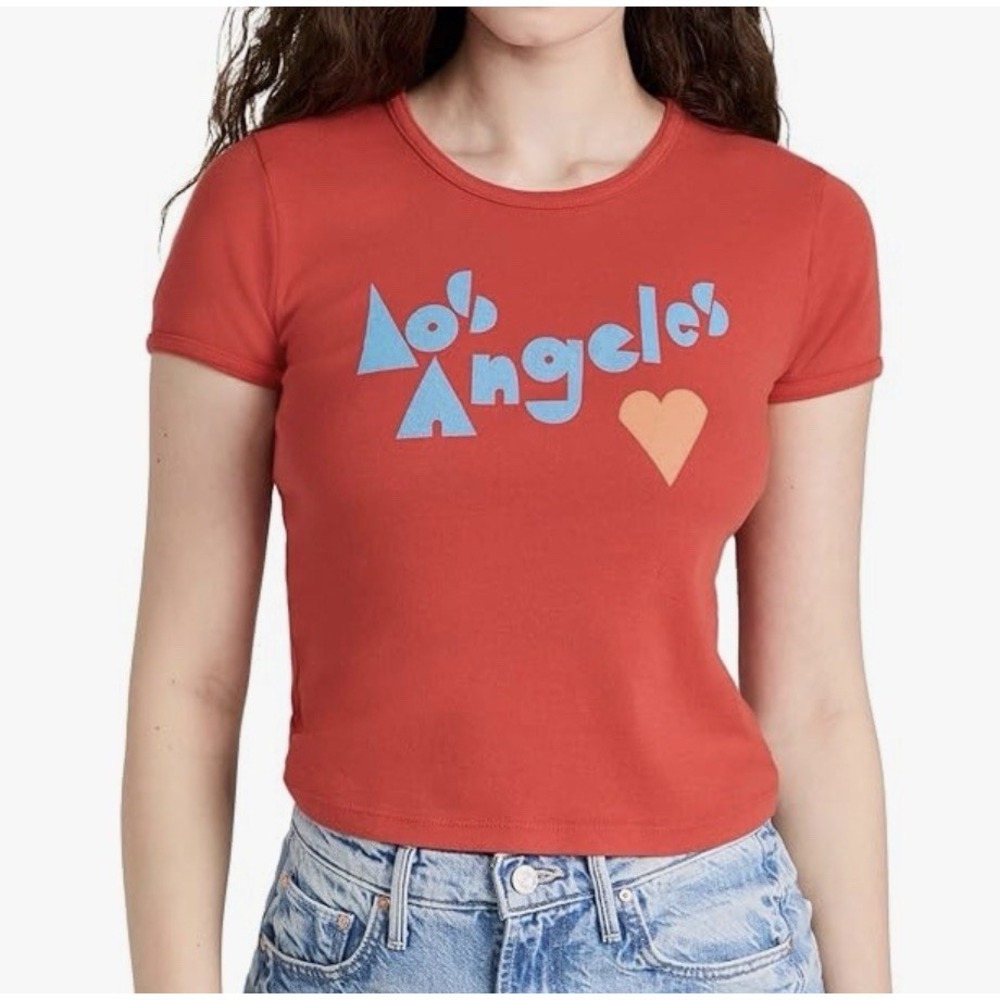 Mother Women's The Itty Bitty Ringer Ringer LA Love Tee red Size XS
